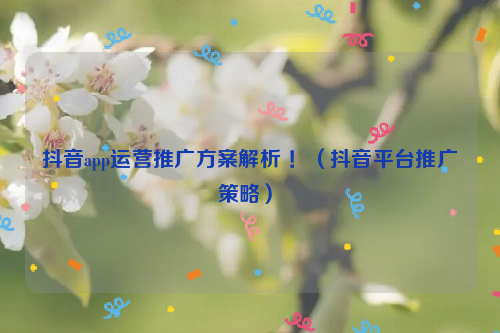 山西抖音短视频推广策略_抖音视频营销推广方案