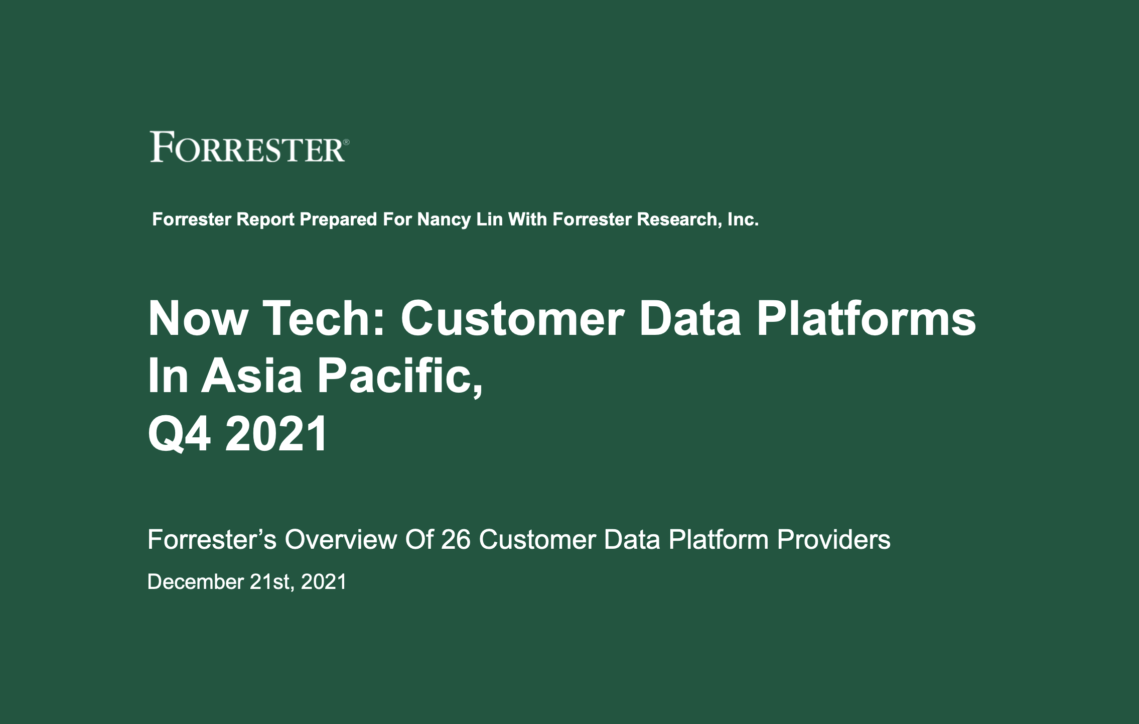 《Forrester 2021年Q4亚太地区CDP报告》